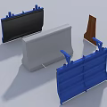 Construction Site Concrete Barriers And Formwork Panels In Black Gray Blue 3d model