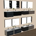 Modern Bathroom Vanity With Mirrored Cabinets Multiple Designs And Storage Shelves 3d model