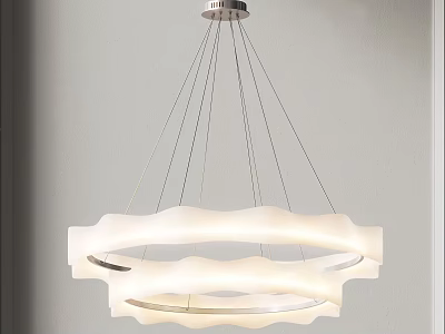 Minimalist Modern Chandelier With Circular White Shade And Metal Hanging Frame 3d model