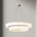 Minimalist Modern Chandelier With Circular White Shade And Metal Hanging Frame
