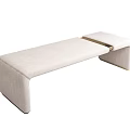 Modern Light Colored Upholstered Footstool With Minimalist Design And Extended Section 3d model