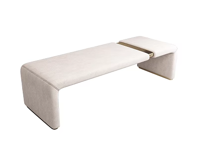 Modern Light Colored Upholstered Footstool With Minimalist Design And Extended Section 3d model