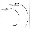 Modern Floor Lamp With Curved Metal Pole And Double White Lampshade In Interior Space Design