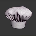 White Chef Hat With Elegant Pleated Top Design On Sleek Reflective Surface Soft Fabric 3d model