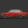 Vintage Red Car Model With Classic Design And Worn Exterior Details