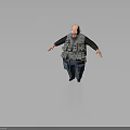 Male Character Wearing Multi Pocket Vest With ID Badge Glasses And Blue Pants Arms Outstretched