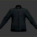 Dark Blue Casual Jacket With Zipper Front And Functional Side Pockets Design 3d model