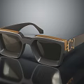 Stylish Square Sunglasses With Dark Frame Gold Accent And Wooden Trim