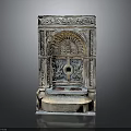 Ornate Stone Fountain With Intricate Carvings Arched Structure And Decorative Basin