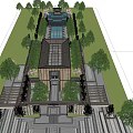 Grand Sales Office Building With Modern Architectural Design And Illuminated Entrance