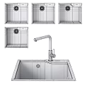 Colorful Bathroom Sinks Showcase In Various Colors With V-ray Rendered Faucet