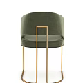 Dark Green Velvet Upholstered Dining Chair With Curved Backrest And Gold Metal Legs