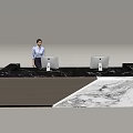 Modern Company Reception Area Bar Reception Desk 3d model