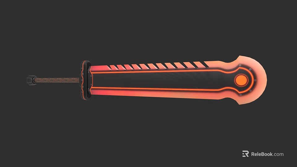 Modern Folding Knife With Orange And Black Handle Design And Circular Button 3d model 