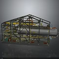Industrial Processing Equipment With Metal Framework Cylindrical Vessel And Piping System Components