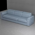 Modern Light Gray Leather Three-Seater Sofa with Stitched Armrests and Backrest 3d model