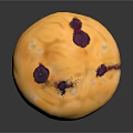 Golden Blueberry Muffin With Purple Spots And Soft Texture On Dark Surface