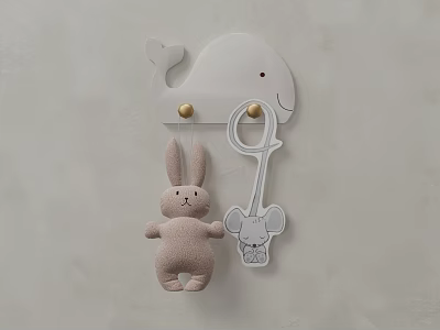 Cute Baby Hanging Ornaments With Whale Shaped Hook Rabbit Plush And Mouse Teether 3d model