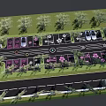 Eco Friendly Parking Lot With Green Trees And Flower Themed Parking Spaces