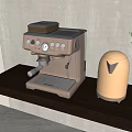 Stylish Kitchen Appliances Featuring Coffee Machine And Gold Kettle On Dark Countertop With Green Plant