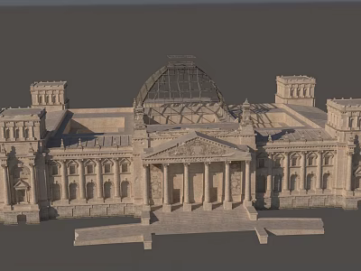 European Style Classical Architecture With Grand Dome Ionic Columns And Stone Steps 3d model