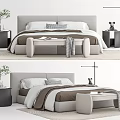 Modern Double Bedside Stool Floor Lamp 3d model