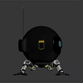 Black Sphere Robot With Spider Like Legs And Antenna Mechanical Design 3d model