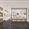 Bright Modern Exhibition Hall Interior Design with Display Walls Map Charts and Exhibits