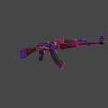 Vibrant Multicolored AK Rifle Featuring Purple Blue Orange Patterned Design