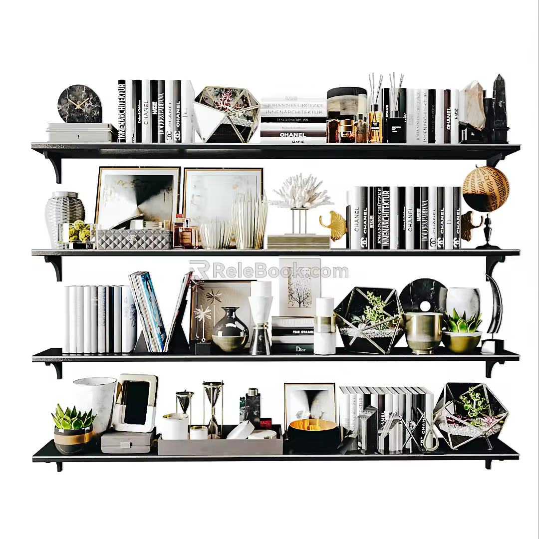 Modern Bookcase Decorative Small Ornaments Combination Cabinet 3d model