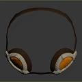 Fashionable Goggles with Brown Leather Strap Orange Lens and Metallic Frame Design