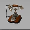 Vintage Telephone With Red Base Gold Receiver And Rotary Dial Classic Design
