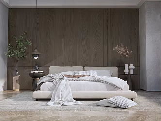 Modern Background Double Bed Home Double Bedside Jewelry Chandelier 3d model