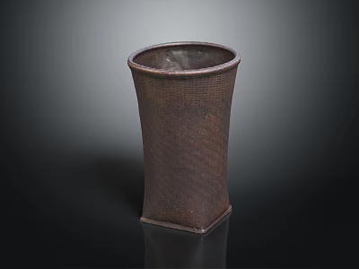 Woven Dark Brown Storage Container For Home Daily Necessities With Textured Design 3d model