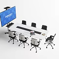 Modern Conference Table Setup With Ergonomic Chairs And Large Digital 3d model