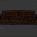 Red Two Seater Sofa with Metal Legs Contemporary Design and Comfortable Seats