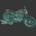Vintage Red Motorcycle Display With Number 66 Black Seat And Stand On Gray Background
