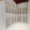Modern Mall Store Interior With Yellow Wall Green Tiles And Wooden Cat Shaped Cabinets