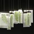 Modern Decorative Chandelier With Transparent Glass And Green Leaf Patterns For Interior Design