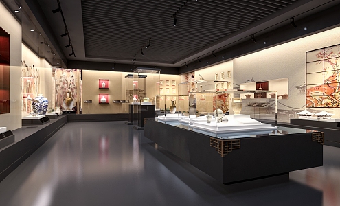 Museum Cultural Relics Porcelain Utensils Display History and Culture Exhibition Hall Booth Display Cabinet 3d model