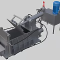 Industrial Processing Equipment With Blue Motor Metal Frame And Hydraulic Pipes