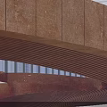 Modern Architectural Interior With Curved Structure Glass Windows Natural Light And Reflective Floor