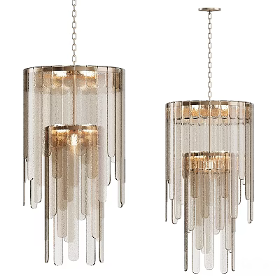 Modern Ceiling Light With Transparent Hanging Fringe And Metal Chain Warm Glow 3d model
