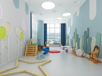 Modern kindergarten sense system classroom 3d model