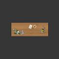Minimalist Modern Solid Wood Coffee Table With Vase Plants Books Bowl And Bottles
