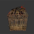 Set of Three Handmade Wicker Storage Baskets With Red Decorative Accents