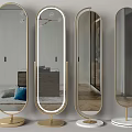 Stylish Floor Standing Mirrors With Metal Frames Gold White Bases And Interior Reflections