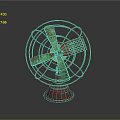 Vintage Computer Fan With Rusty Metal Frame Green Blades And Metal Base