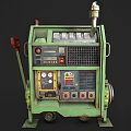 Green Industrial Mobile Equipment Featuring Control Panel Wheels And Ventilation 3d model