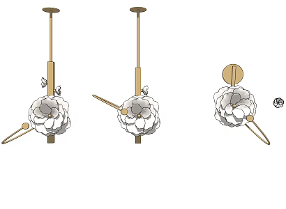Light Luxury Lamps Combination Flower Chandelier Wall Lamp 3d model